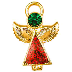 2225 Christmas Angel Pin With Red Austrian Crystal