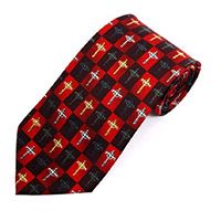 4762 Crucifix Cross Men's Tie Red & Black