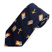 9466 Men's Cross & Bible Tie Navy Christian