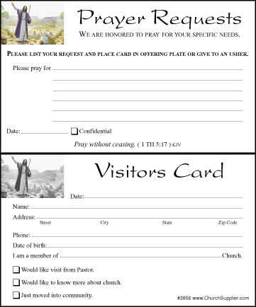 Churches Visitor and Prayer Dual Sided Card