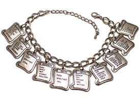 10 Commandments Bracelet, 10 Commandments Charm Bracelet Silver