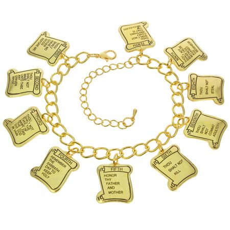 10 Commandments Silver Charm Bracelet 