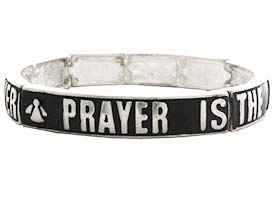 Prayer is the Answer Christian Bracelets Silver & Black