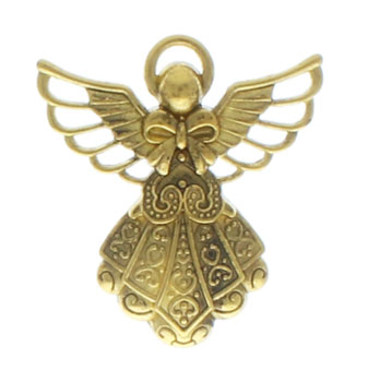 Angel with Halo Charm or Pendant Gold Large
