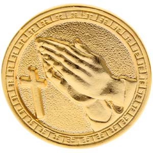 Serenity Prayer Gold Coin, Praying Hands