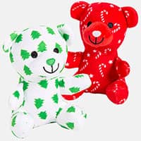 Christmas Tree & Candy Cane Print Stuffed Teddy Bears