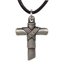Pewter Cross Necklace on Leather Cord