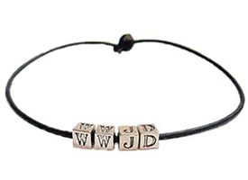 WWJD Bracelet with Metal Block Charms