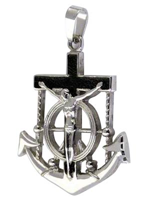 Marine Anchor Crucifix Hope Necklace Stainless Steel