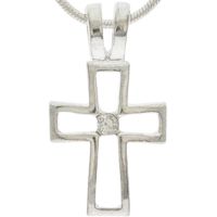 Silver Cross Rhinestone Necklace