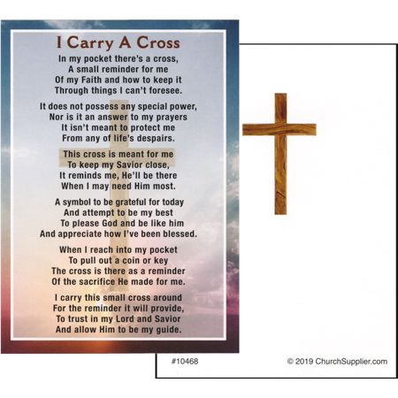 I Carry A Cross Pocket Card Sterling Gifts