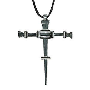 Rough Nail Cross Necklace Easter, Pewter