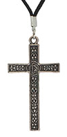 Large Antiue Silver Plated Cross Necklace Ornate