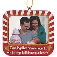 Our Family Religious Picture Frame Christmas Ornament