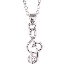Silver Music Necklace With Clear Zirconia