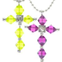 Faith Crystal Cross Necklace, Green 