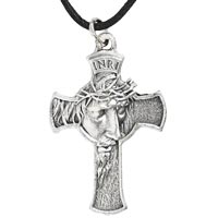 Jesus Christ Face Crucifix Cross Pendant Necklace