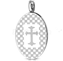 Budded Cross Oval Pendant Stainless Steel 