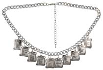Ten Commandments Silver Charm Necklace
