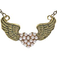 Angel Wings Pearl Heart Necklace