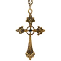 Brass Retro Cross Necklace, Gothic Cross Necklace