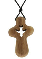 Spirit Dove Olive Wood Comfort Cross Necklace