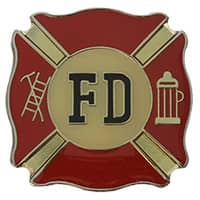 Fire Fighter Shield Pin Red