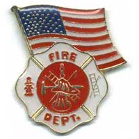 Fire Department Maltese Cross with American Flag Pin