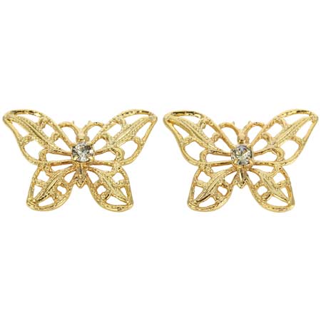 Gold Butterfly Earrings Studs