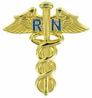 Nursing RN Caduceus Medical Lapel Pin Gold