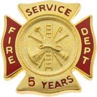 Fire Department Years of Service Pins - Years 5-45