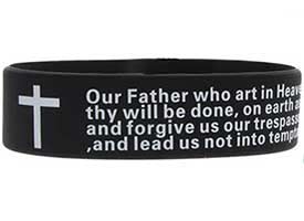 Black Lord's Prayer Wide Silicone Bracelet